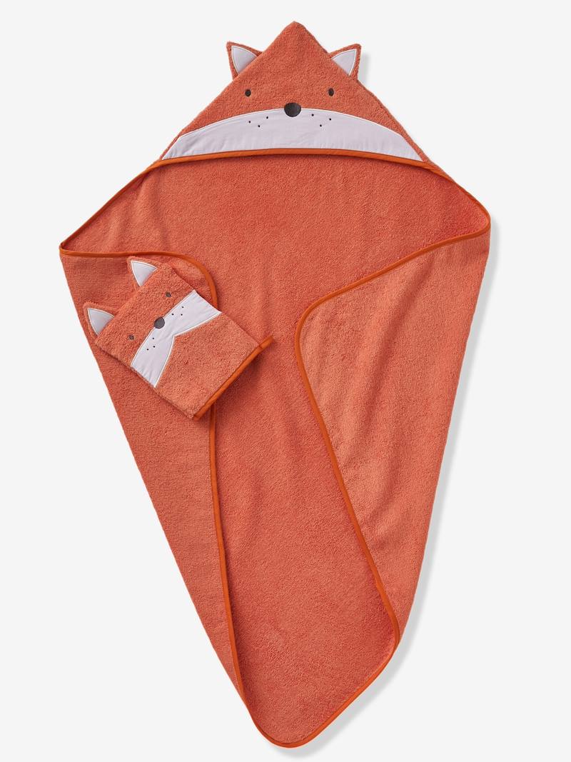 vertbaudet-baby-set-badetuch-und-waschhandschuh-fuchs-oeko-tex