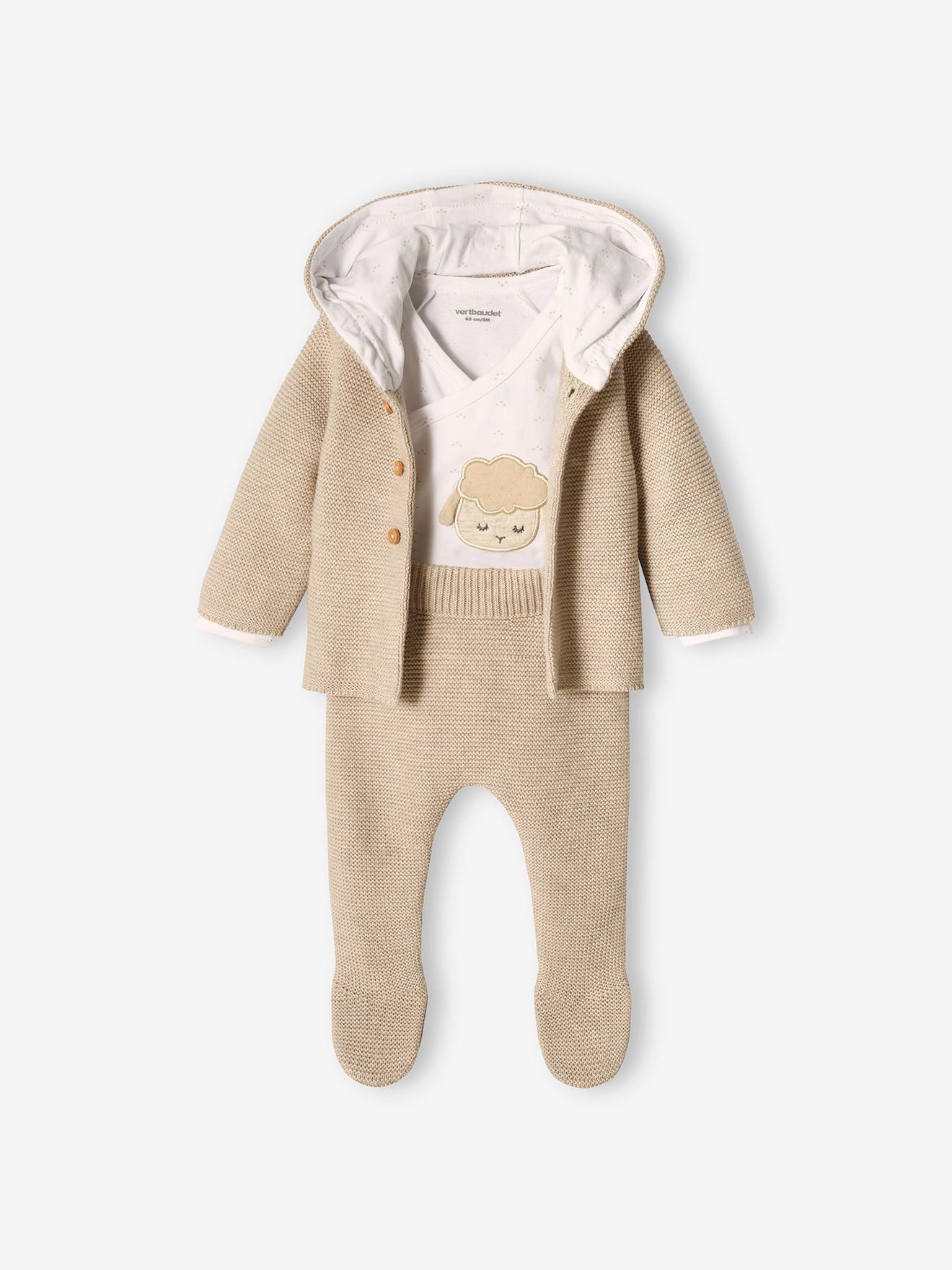 vertbaudet-neugeborenen-set-strickjacke-hose-body