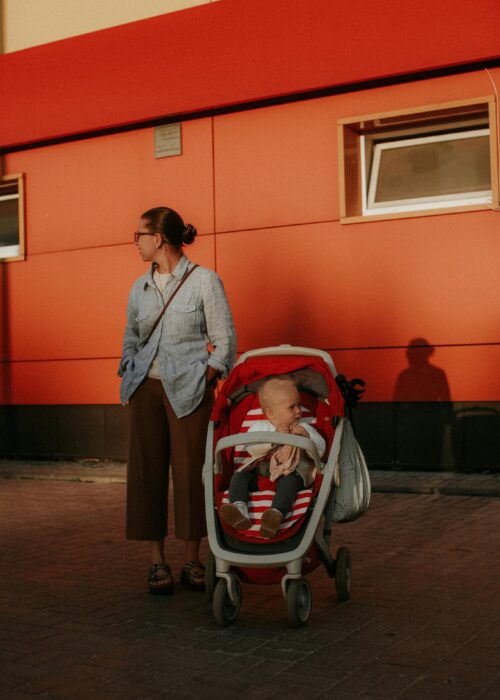 mom and baby in stroller